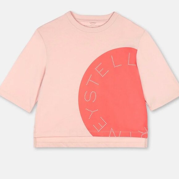 NWT Stella McCartney Kids Pink and Coral Logo Short Sleeve Tee - Picture 1 of 2